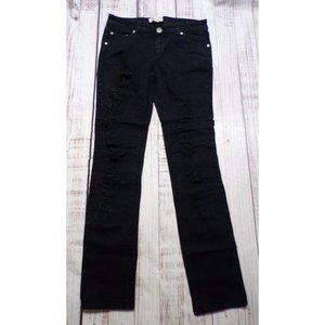 Jake Jeans Allie Womens Jean Size 7 Skinny Black Low Rise Stretch Distress-23838